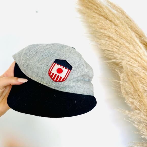 EBBETS FIELD Grey Flannel Brown Leather Snapback Adjustable Baseball Hat Cap - Picture 10 of 10